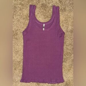 Double Strap Purple Ribbed Tank Top